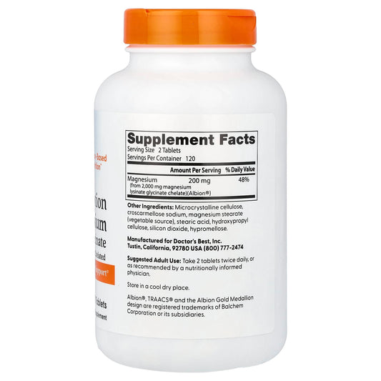 Doctor's Best, High Absorption Magnesium 100% Chelated with Albion Minerals, 100
