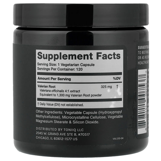 Toniiq, Valerian Root, 120 Capsules (325 mg per Capsule)