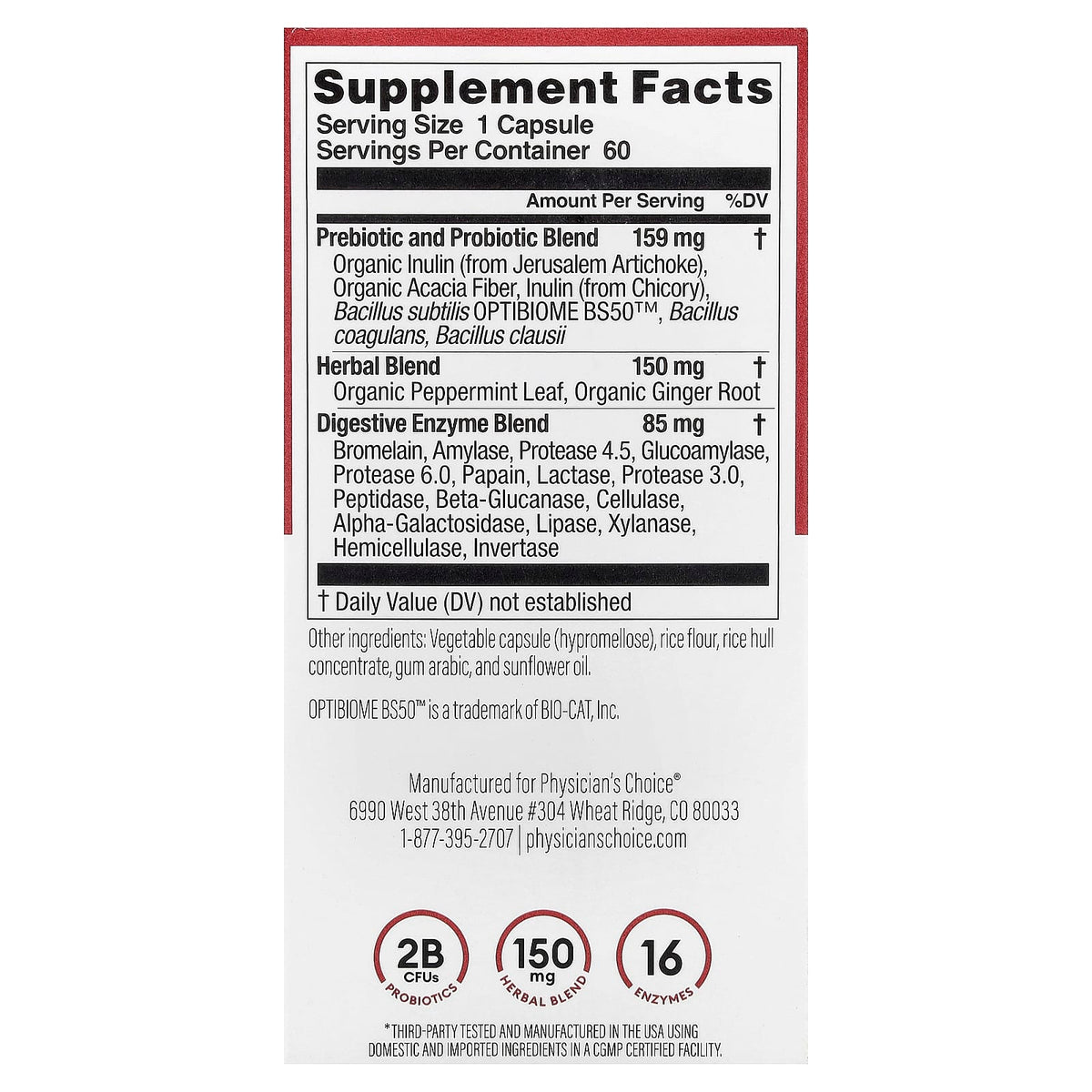 Physician's Choice Digestive Enzymes With Prebiotic + Probiotics 60 Caps