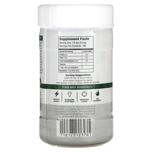 Wisdom Of The Ancients, Yerba Mate Plain, Instant Herbal Tea, Unsweetened, 2.82 oz (79.9 g)