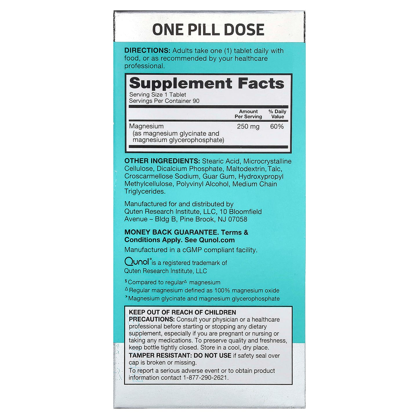 Qunol, Ultra Magnesium Glycinate Complex, 250 mg, 90 Coated Tablets