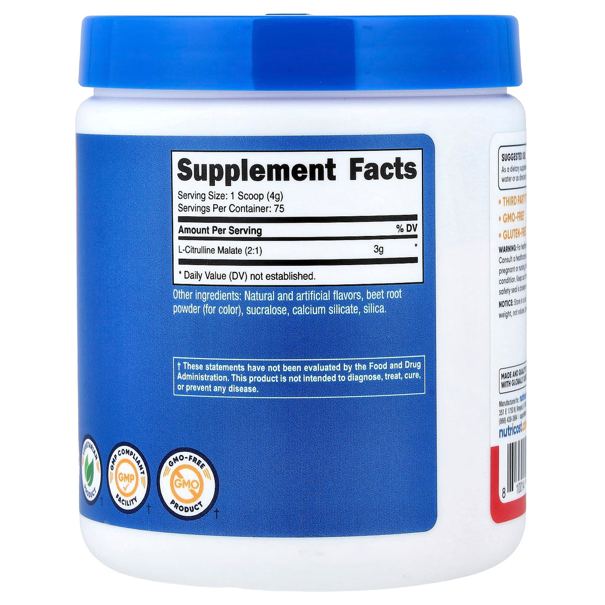 Nutricost L-Citrulline Malate 2:1 Kiwi 10.7 oz (300 g)