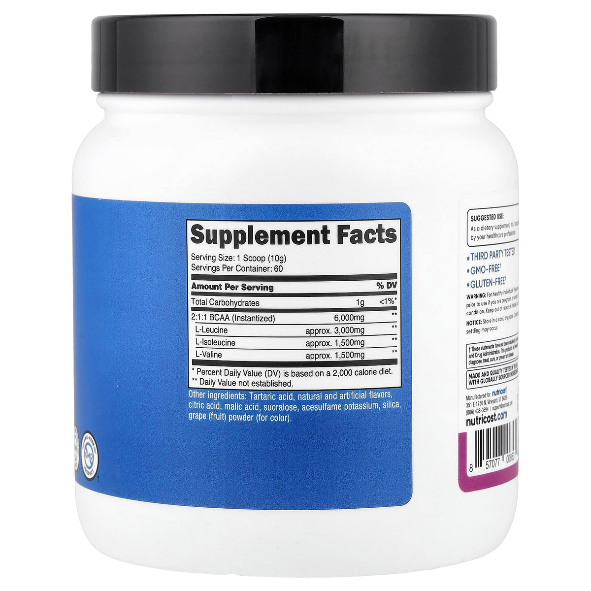 Nutricost, Performance, BCAA, Grape, 1.3 lb (588 g)