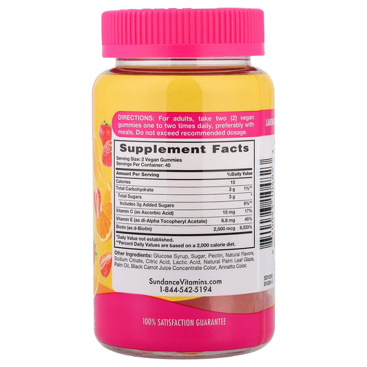 Sundance Vitamins, Hair, Skin & Nails Gummies, Fruit, 80 Vegan Gummies