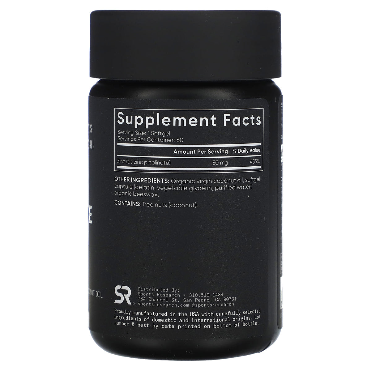 Sports Research Zinc Picolinate 50 mg 60 Softgels