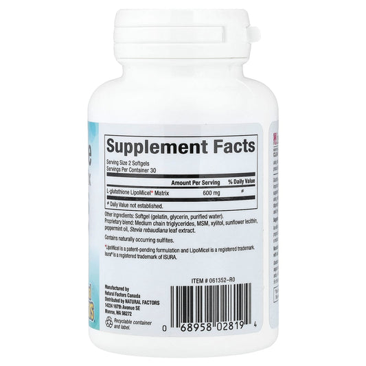 Natural Factors, Glutathione LipoMicel Matrix, 60 Capsules (300 mg per Capsule)