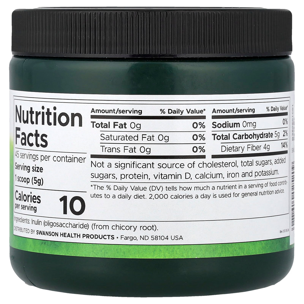 Swanson Inulin Prebiotic Soluble Fibre 8 oz (227 g)