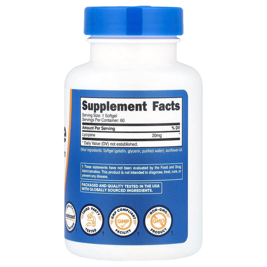 Nutricost, Lycopene, 20 mg, 60 Softgels