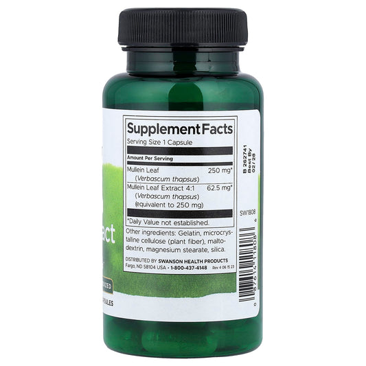 Swanson Vitamins, Mullein Leaf Extract, Standardised, 250 mg, 60 Capsules