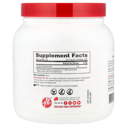 Metabolic Nutrition, Creatine, Unflavoured, 17.64 oz (500 g)