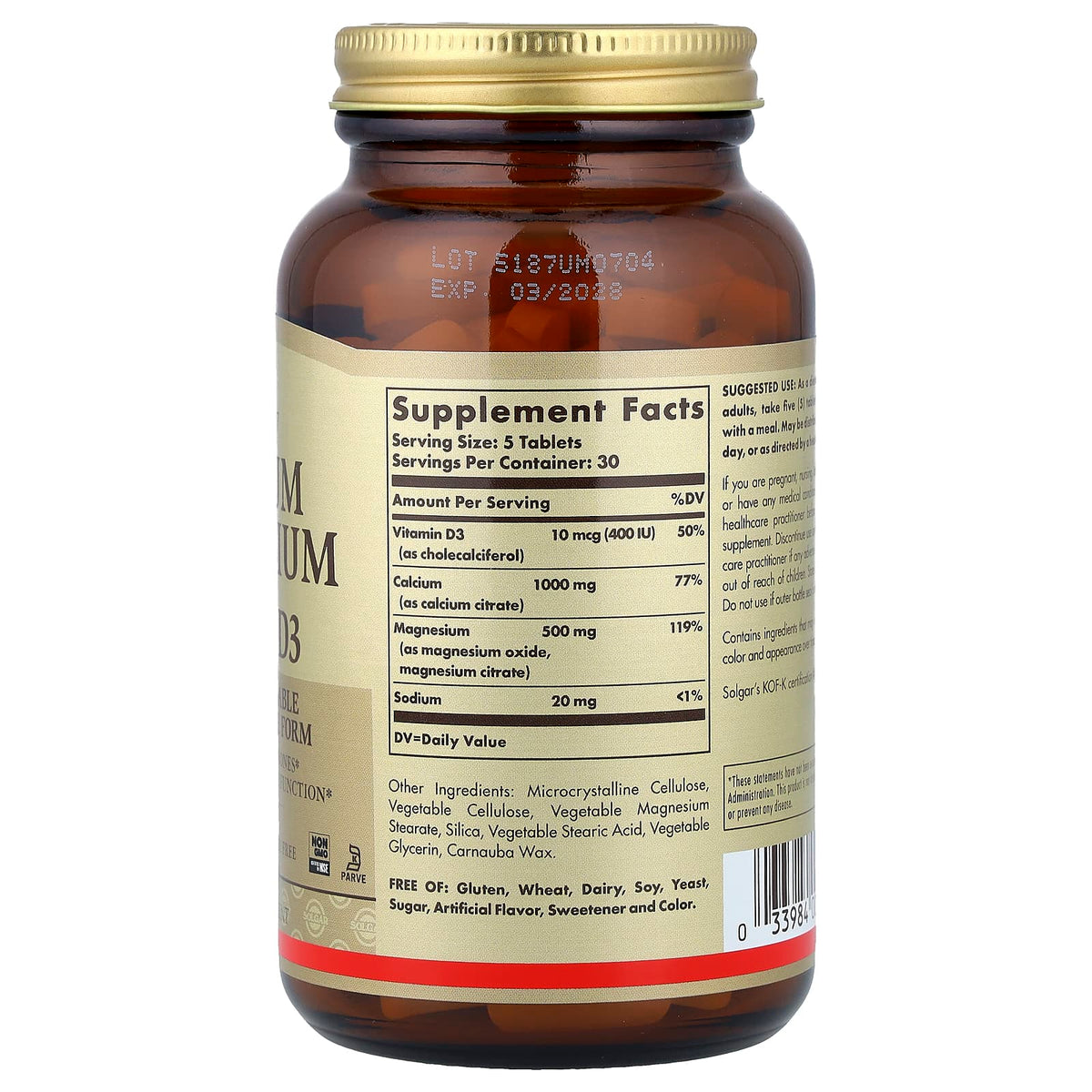 Solgar Calcium Magnesium with Vitamin D3 150 Tabs