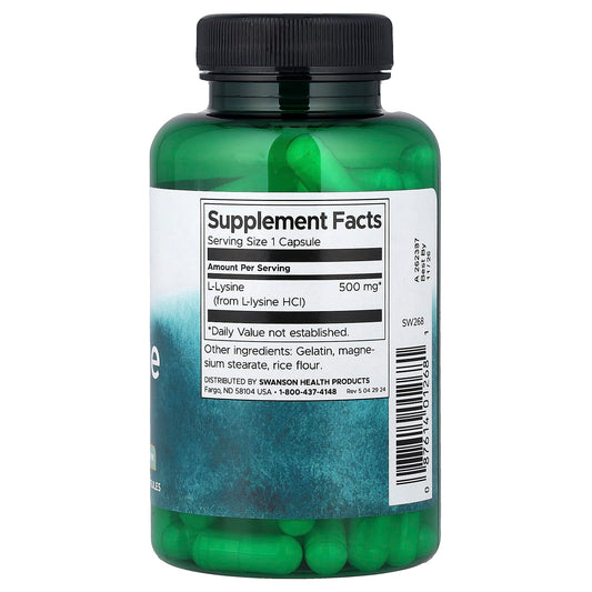 Swanson Vitamins, L-Lysine, 500 mg, 100 Capsules