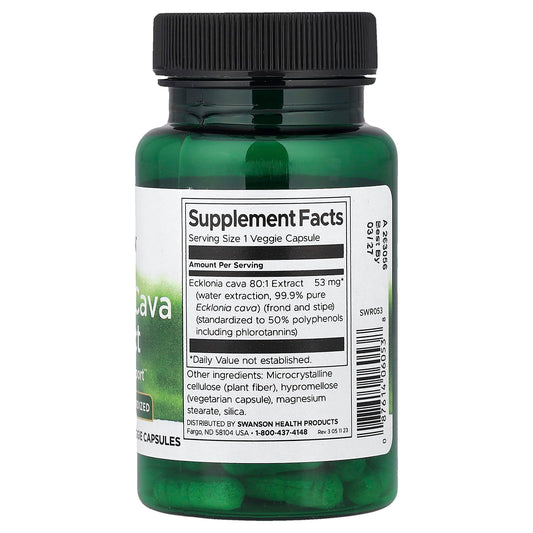 Swanson Vitamins, Ecklonia Cava Extract, 30 Veg Capsules (53 mg Per capsule)