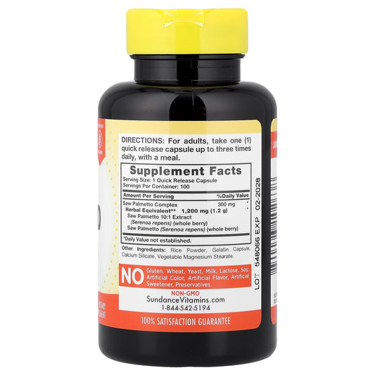 Sundance Vitamins, Saw Palmetto, 1,200 mg, 100 Quick Release Capsules