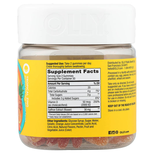 OLLY, Hello Happy, Gummy Worms, Tropical Zing, 60 Gummies