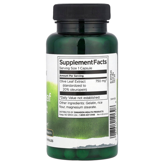 Swanson Vitamins, Olive Leaf Extract, 750 mg, 60 Capsules