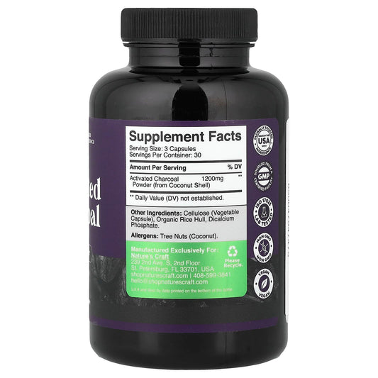 Nature's Craft Activated Charcoal 400 mg per Capsule
