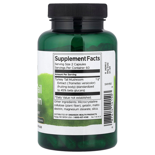 Swanson Vitamins, Turkey Tail Mushroom, 120 Capsules (500 mg per Capsule)