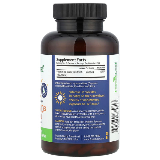 Forest Leaf Vitamin D3 50,000 IU 120 Veg Caps