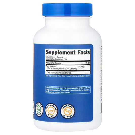 Nutricost, Saffron, 88.5 mg, 240 Capsules