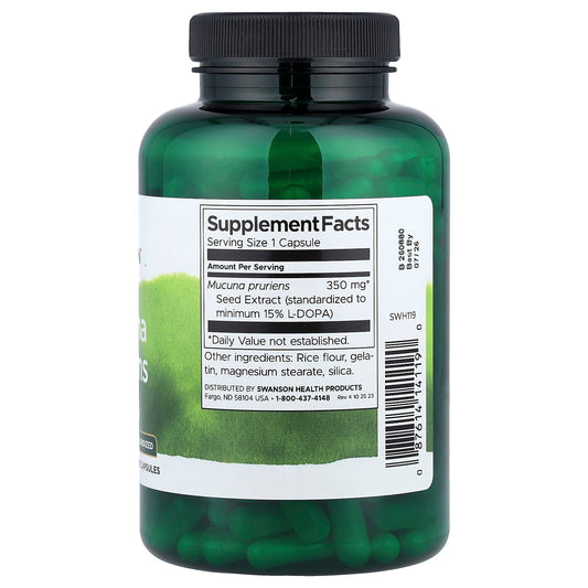 Swanson Vitamins, Mucuna Pruriens, Standardised, 350 mg, 200 Capsules