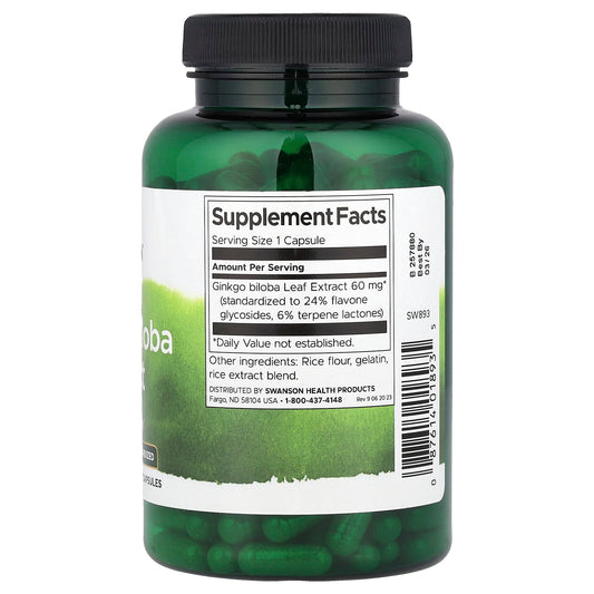 Swanson Vitamins, Ginkgo Biloba Extract, 60 mg, 240 Capsules