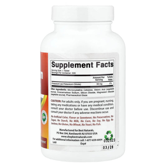 Best Naturals Potassium Citrate 500 Tablets
