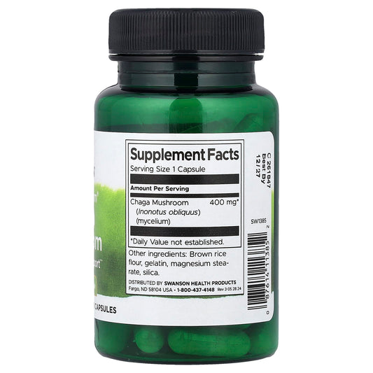 Swanson Vitamins, Full Spectrum® Chaga Mushroom, 400 mg, 60 Capsules