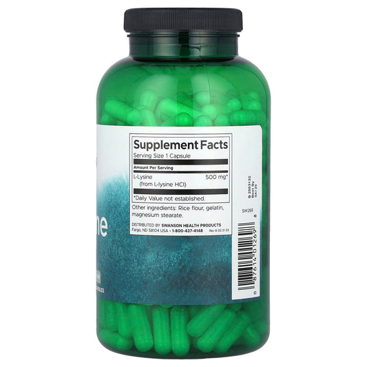 Swanson Vitamins, L-Lysine, 500 mg, 300 Capsules