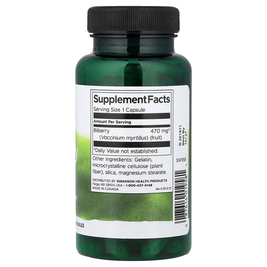 Swanson Vitamins, Bilberry Fruit, 470 mg, 100 Capsules