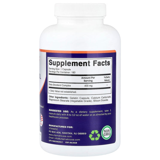 Vitamatic, Beta Sitosterol, 400 mg, 180 Capsules