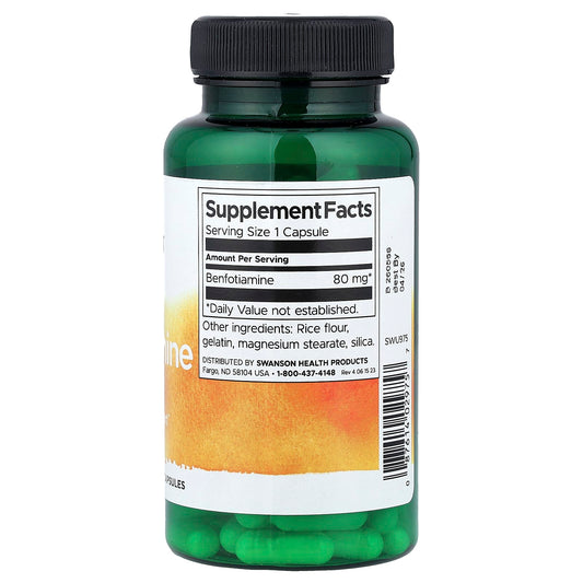 Swanson Vitamins, Benfotiamine, 80 mg, 120 Capsules