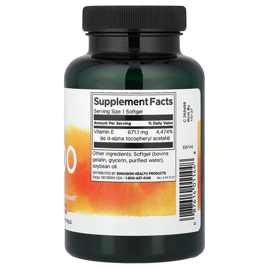 Swanson Vitamins, E-1000, 1,000 IU, 100 Softgels
