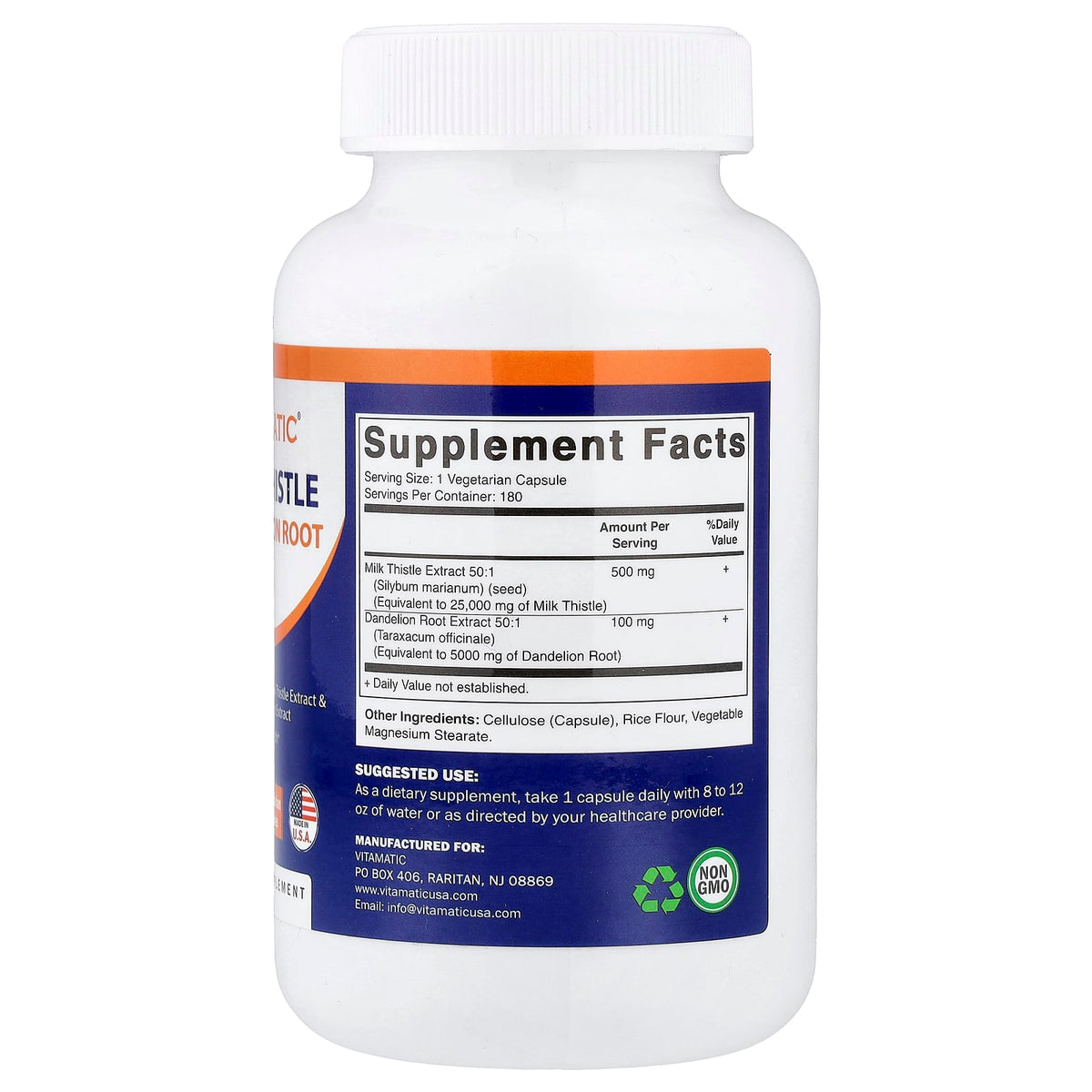 Vitamatic Milk Thistle + Dandelion Root 180 Veg Caps