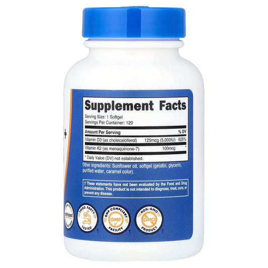 Nutricost Vitamin K2 + Vitamin D3 120 Caps