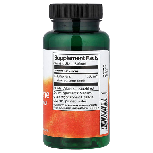 Swanson D-limonene Peel Extract 250 mg 60 Softgels