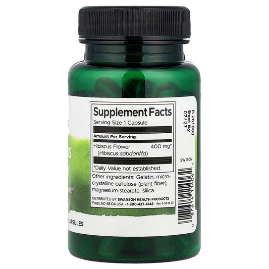 Swanson Vitamins, Hibiscus Flower, 400 mg, 60 Capsules