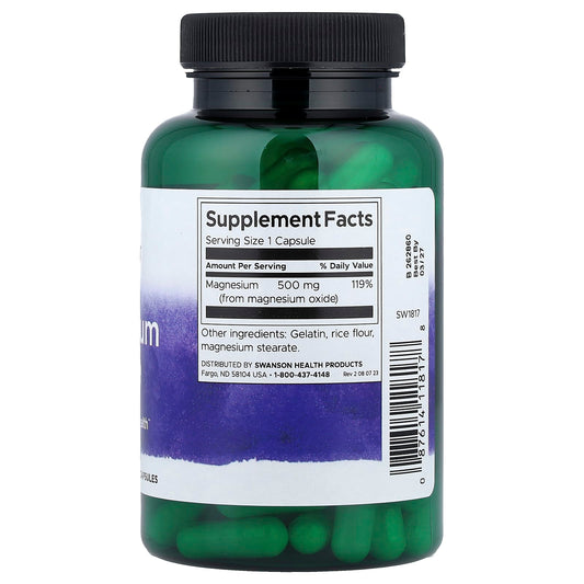 Swanson Magnesium Oxide 500 mg 100 Caps