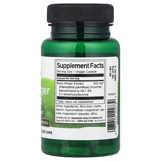 Swanson Vitamins, Black Ginger Extract, 100 mg, 30 Veg Caps