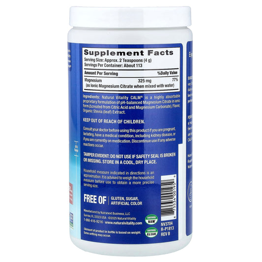 Natural Vitality, CALM, Magnesium Supplement Drink Mix, Original, 453g