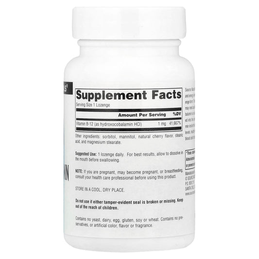 Source Naturals Hydroxocobalamin Vitamin B12 1 mg 120 Lozenges