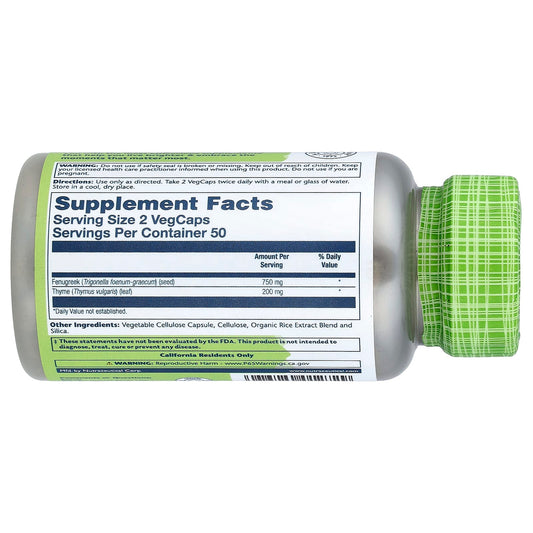 Solaray, True Herbs, Fenugreek Thyme, 100 VegCaps