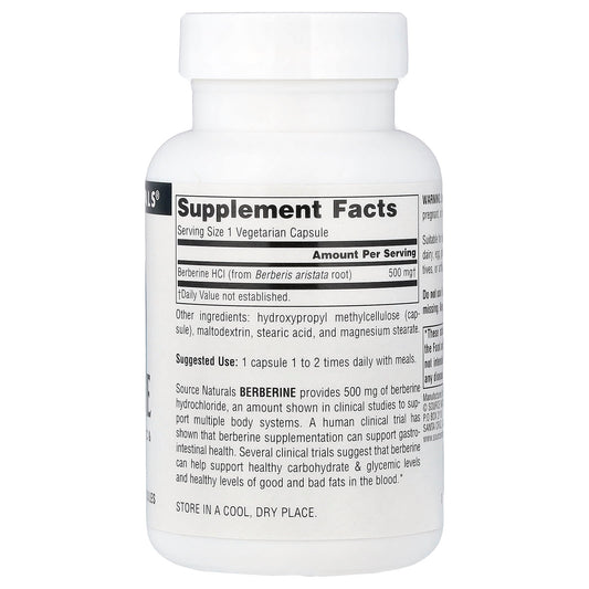 Source Naturals, Berberine, 500 mg, 60 Vegetarian Capsules