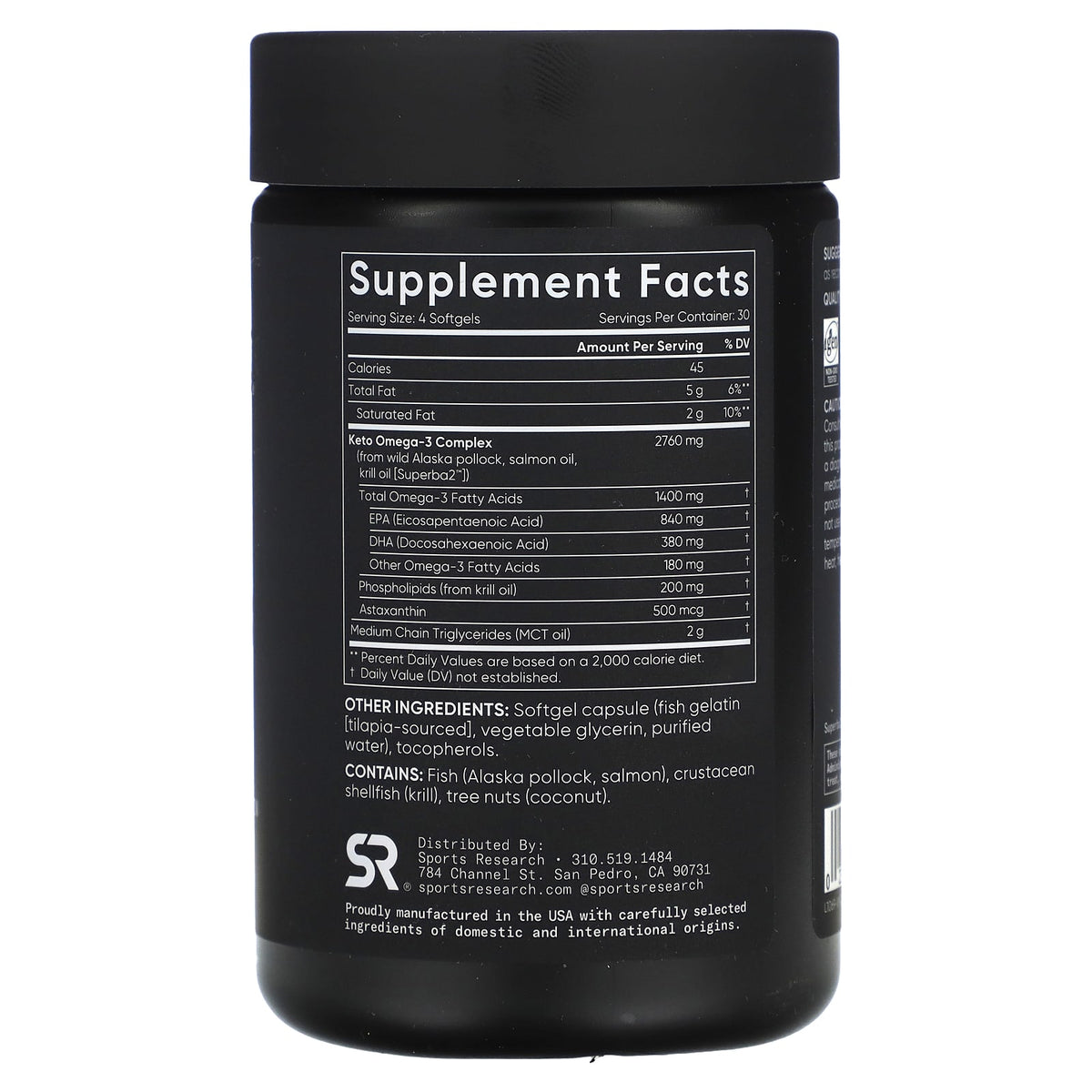 Sports Research Keto Omega-3 with Salmon Oil 120 Softgels