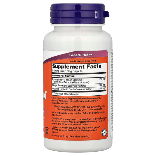 NOW Foods Pycnogenol Bioflavonoids 60 Veg 60 Veg Capsules
