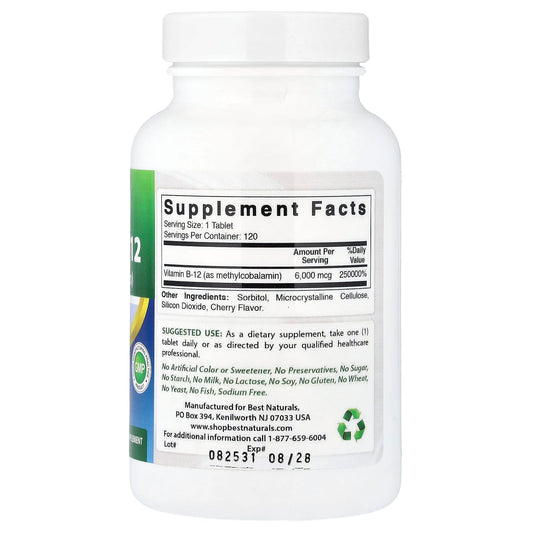 Best Naturals Vitamin B-12 Methylcobalamin 120 Tablets