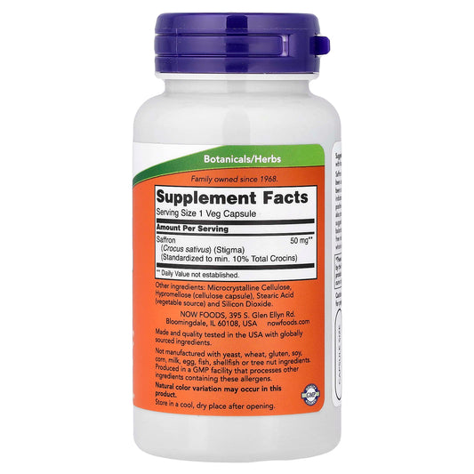 NOW Foods Saffron 50 mg 60 Veg Caps