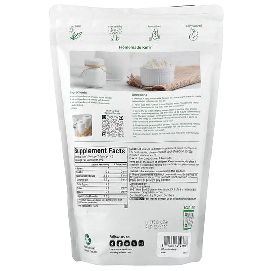 Micro Ingredients, Organic Inulin Powder, Unflavoured, 1.1 lb (500 g)