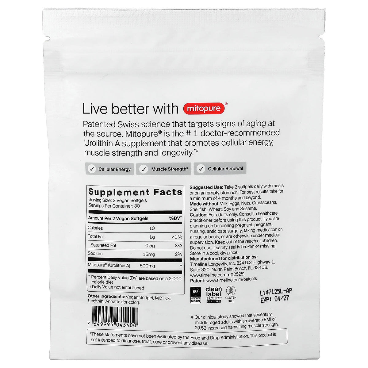 Timeline Urolithin A 60 Softgels