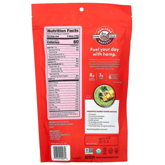 Manitoba Harvest, Organic Hemp + Energy, Smoothie Booster Powder Blend, 7.5 oz (213 g)